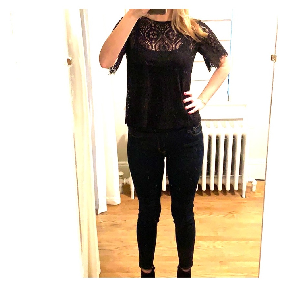 Black lace overlay top